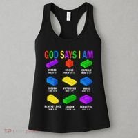 God Says I Am Building Brick Builder Block Christian Women's Tank Top thumb 3