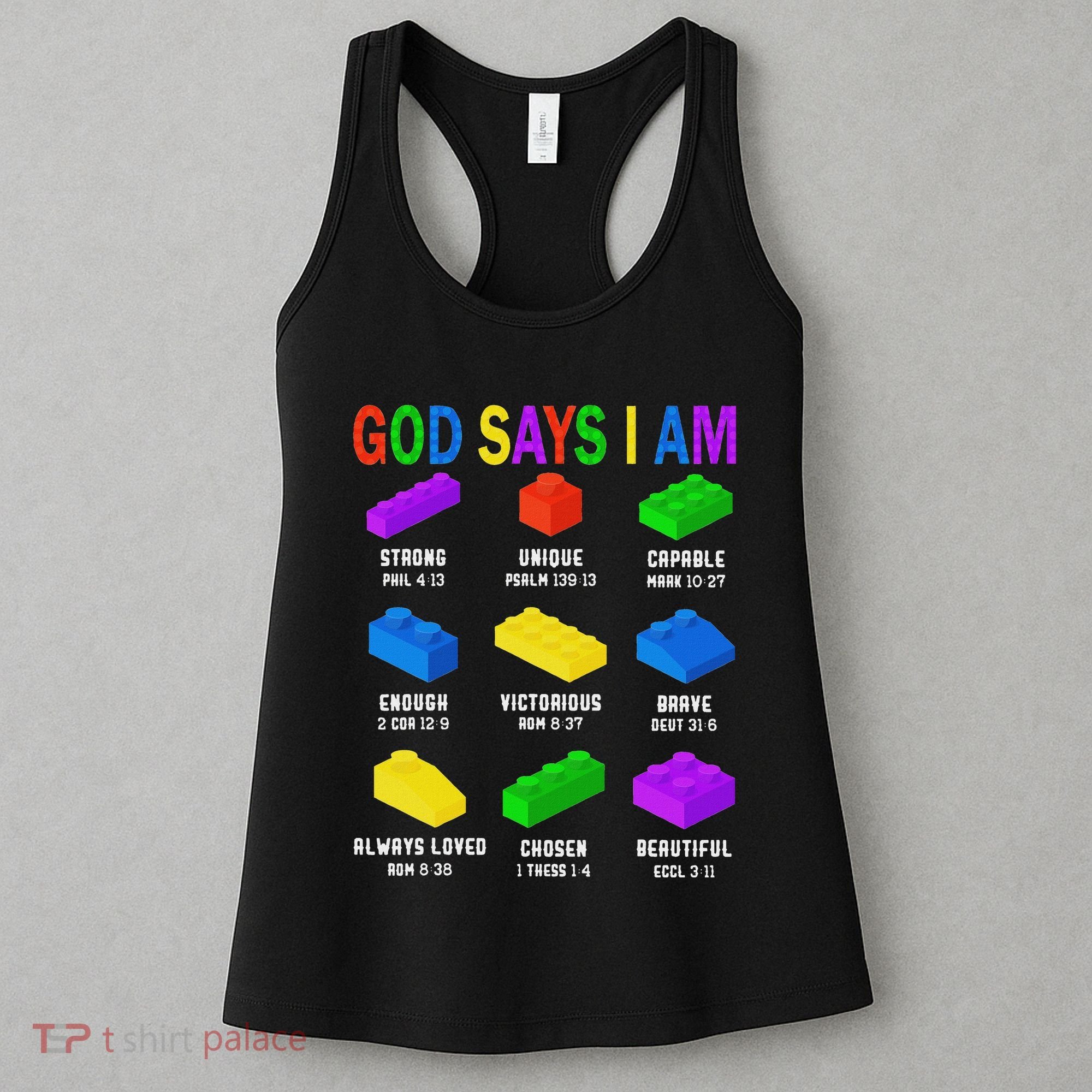 God Says I Am Building Brick Builder Block Christian Women's Tank Top