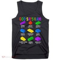 God Says I Am Building Brick Builder Block Christian Tank Top thumb 0