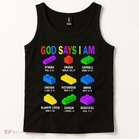 God Says I Am Building Brick Builder Block Christian Tank Top thumb 2