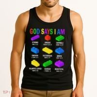 God Says I Am Building Brick Builder Block Christian Tank Top thumb 3
