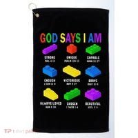 God Says I Am Building Brick Builder Block Christian Golf Towel thumb 0