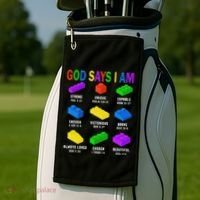 God Says I Am Building Brick Builder Block Christian Golf Towel thumb 2