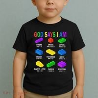 God Says I Am Building Brick Builder Block Christian Toddler T-Shirt thumb 2