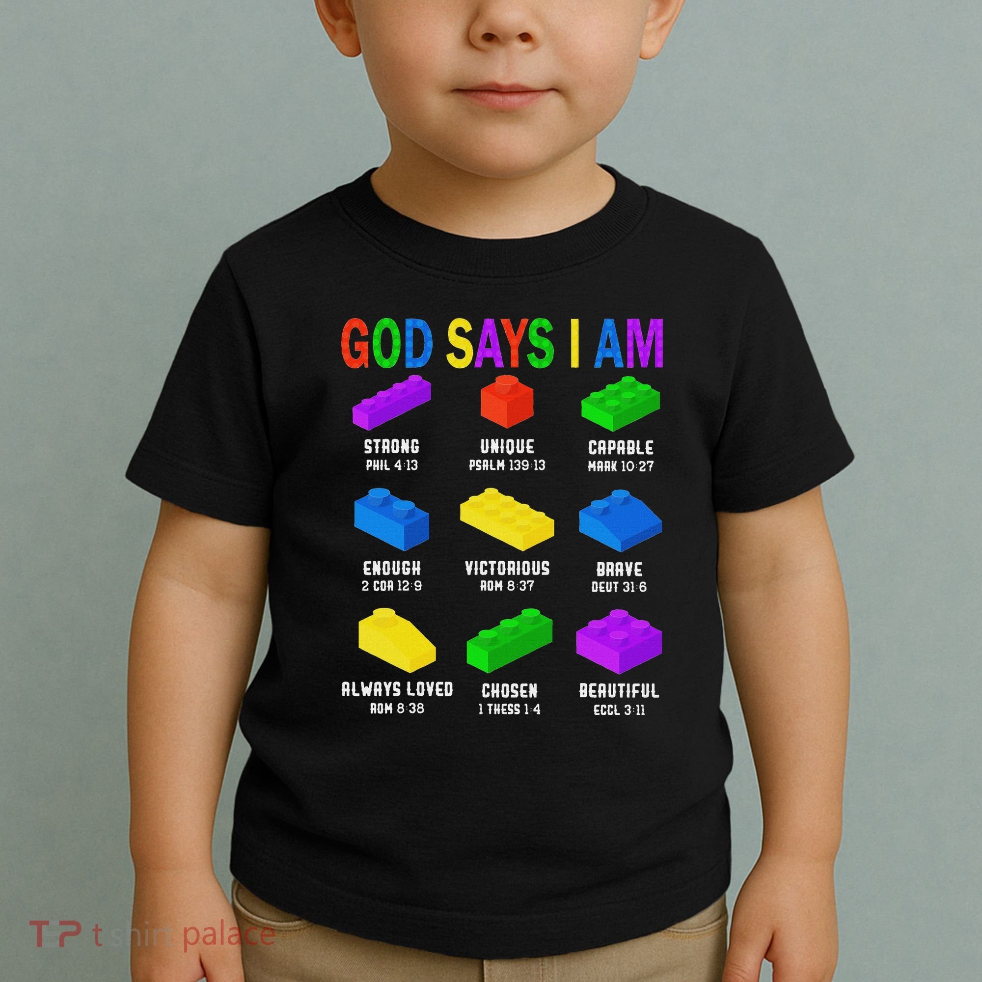 God Says I Am Building Brick Builder Block Christian Toddler T-Shirt