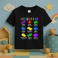 God Says I Am Building Brick Builder Block Christian Toddler T-Shirt thumb 3