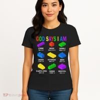 God Says I Am Building Brick Builder Block Christian Women's T-Shirt thumb 4