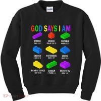 God Says I Am Building Brick Builder Block Christian Kids Sweatshirt thumb 0