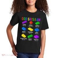 God Says I Am Building Brick Builder Block Christian Kids T-Shirt thumb 2