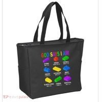 God Says I Am Building Brick Builder Block Christian Tote Bag thumb 2