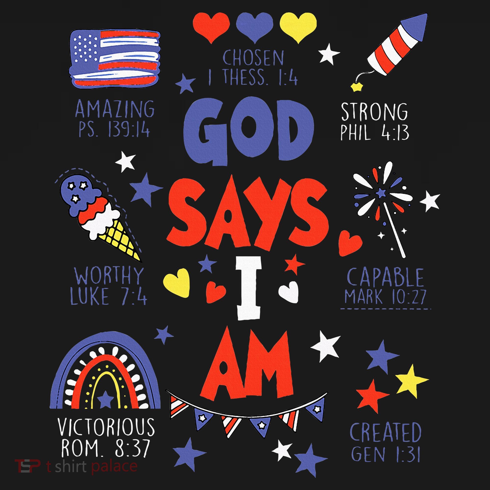 God Says I Am July 4th Christian Bible Verse Women's Hoodie