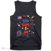 God Says I Am July 4th Christian Bible Verse Tank Top thumb 0