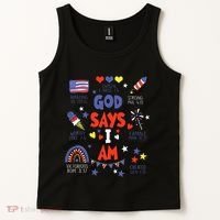 God Says I Am July 4th Christian Bible Verse Tank Top thumb 2