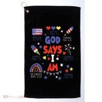 God Says I Am July 4th Christian Bible Verse Golf Towel thumb 0