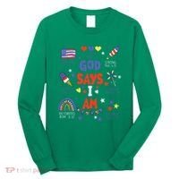 God Says I Am July 4th Christian Bible Verse Long Sleeve Shirt thumb 0