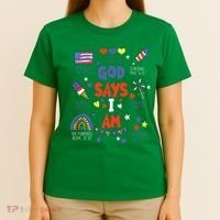 God Says I Am July 4th Christian Bible Verse T-Shirt thumb 4