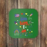 God Says I Am July 4th Christian Bible Verse Coaster thumb 0