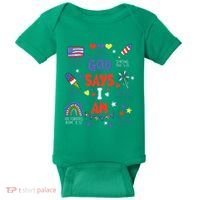 God Says I Am July 4th Christian Bible Verse Baby Bodysuit thumb 0
