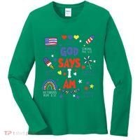 God Says I Am July 4th Christian Bible Verse Women's Long Sleeve Shirt thumb 0