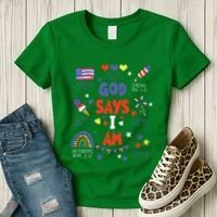 God Says I Am July 4th Christian Bible Verse Women's T-Shirt thumb 3
