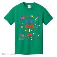 God Says I Am July 4th Christian Bible Verse Kids T-Shirt thumb 0