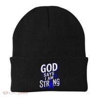 God Says IM Strong Survivor Juvenile Arthritis Awareness Beanie thumb 0