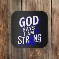 God Says IM Strong Survivor Juvenile Arthritis Awareness Coaster thumb 0