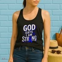 God Says IM Strong Survivor Juvenile Arthritis Awareness Women's Tank Top thumb 2