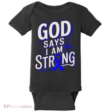 God Says IM Strong Survivor Juvenile Arthritis Awareness Baby Bodysuit