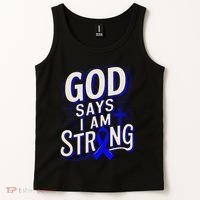 God Says IM Strong Survivor Juvenile Arthritis Awareness Tank Top thumb 2