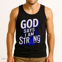 God Says IM Strong Survivor Juvenile Arthritis Awareness Tank Top thumb 3