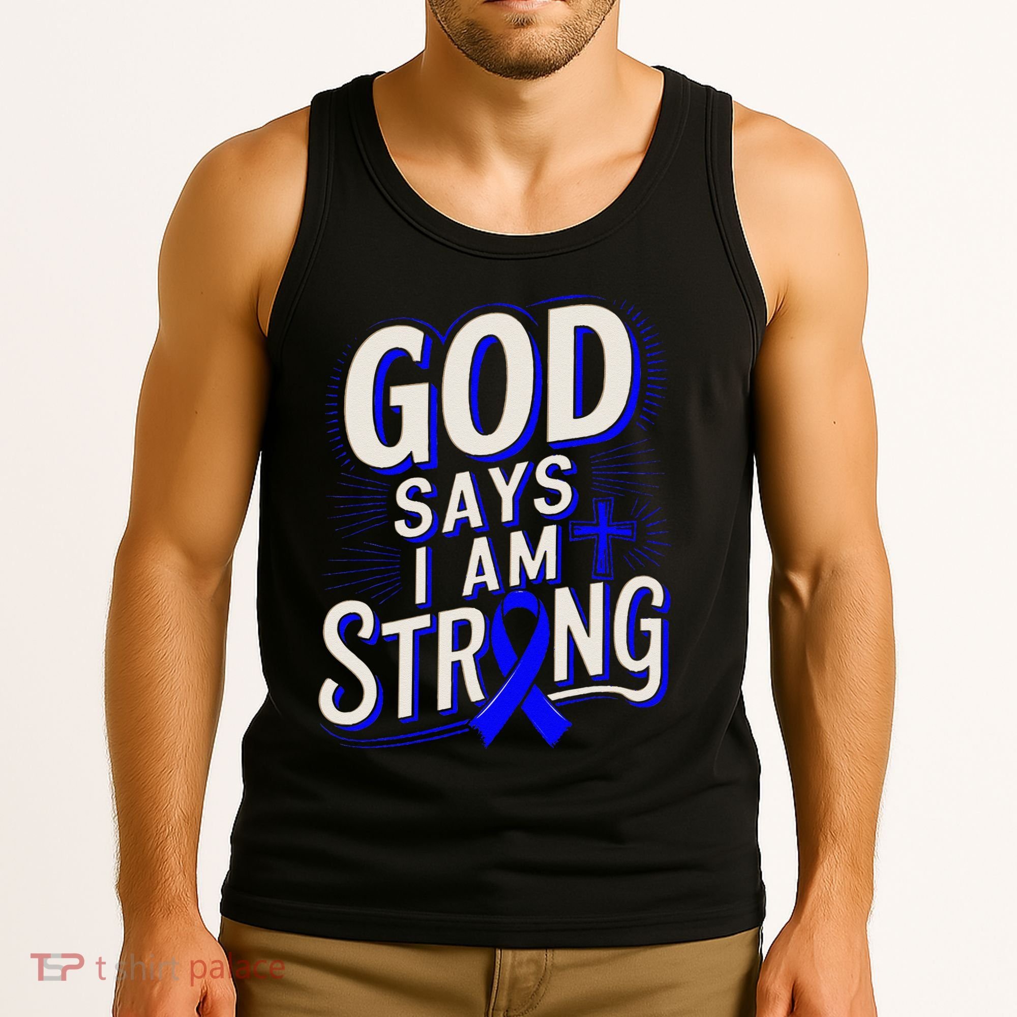 God Says IM Strong Survivor Juvenile Arthritis Awareness Tank Top