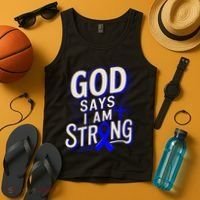 God Says IM Strong Survivor Juvenile Arthritis Awareness Tank Top thumb 4