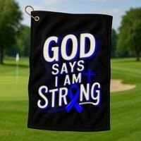 God Says IM Strong Survivor Juvenile Arthritis Awareness Golf Towel thumb 1
