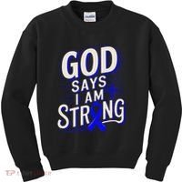 God Says IM Strong Survivor Juvenile Arthritis Awareness Kids Sweatshirt thumb 0