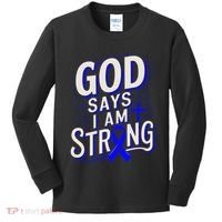 God Says IM Strong Survivor Juvenile Arthritis Awareness Kids Long Sleeve Shirt thumb 0