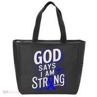 God Says IM Strong Survivor Juvenile Arthritis Awareness Tote Bag thumb 0