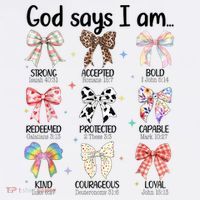 God Says I Am Coquette Bow Religious Christian Women Girls  T-Shirt thumb 7