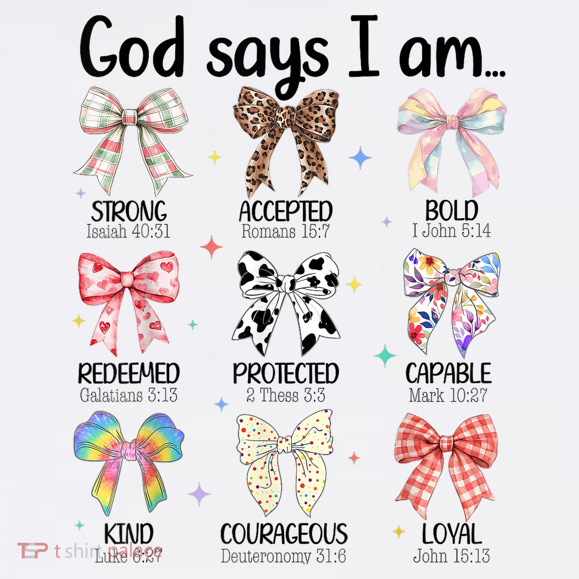 God Says I Am Coquette Bow Religious Christian Women Girls  T-Shirt