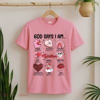 God Says I Am Valentine Funny Jesus Valentines T-Shirt thumb 2