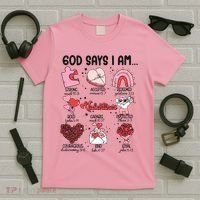 God Says I Am Valentine Funny Jesus Valentines T-Shirt thumb 5