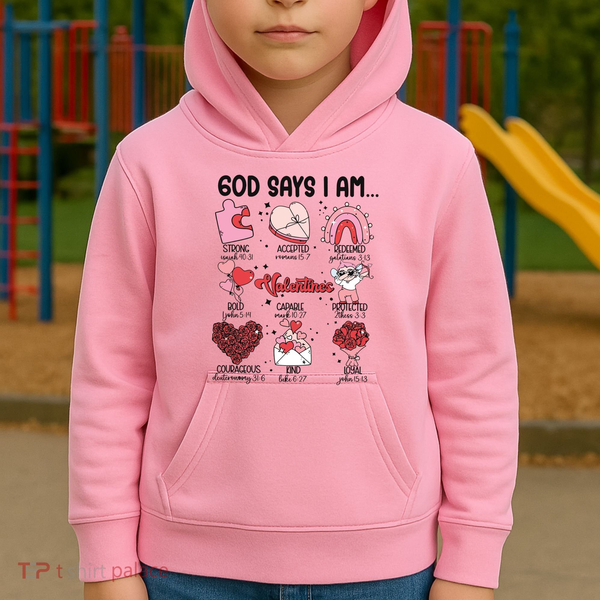 God Says I Am Valentine Funny Jesus Valentines Kids Hoodie