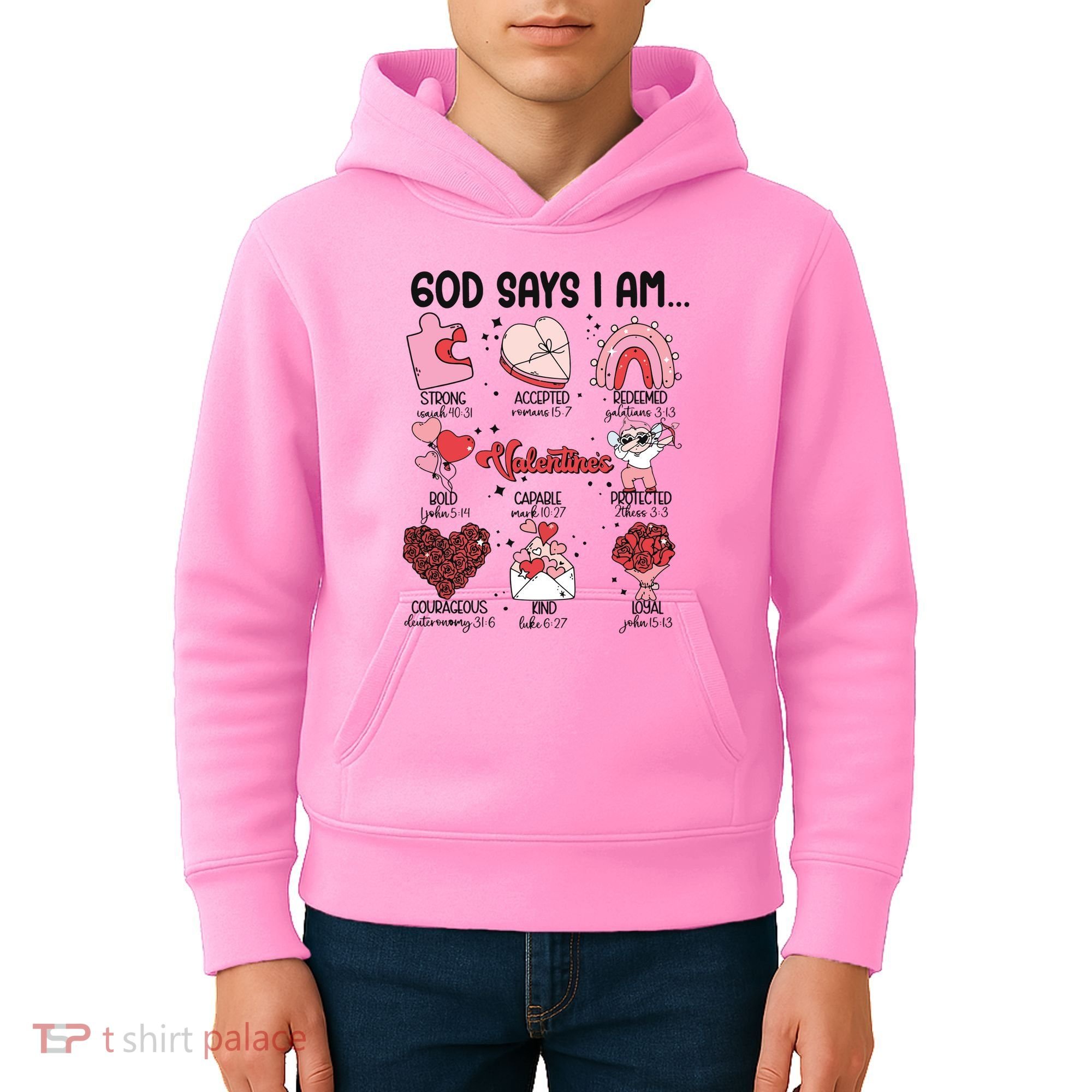 God Says I Am Valentine Funny Jesus Valentines Kids Hoodie
