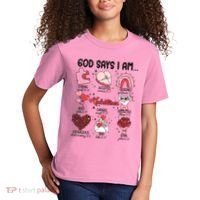 God Says I Am Valentine Funny Jesus Valentines Kids T-Shirt thumb 2