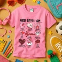 God Says I Am Valentine Funny Jesus Valentines Kids T-Shirt thumb 3