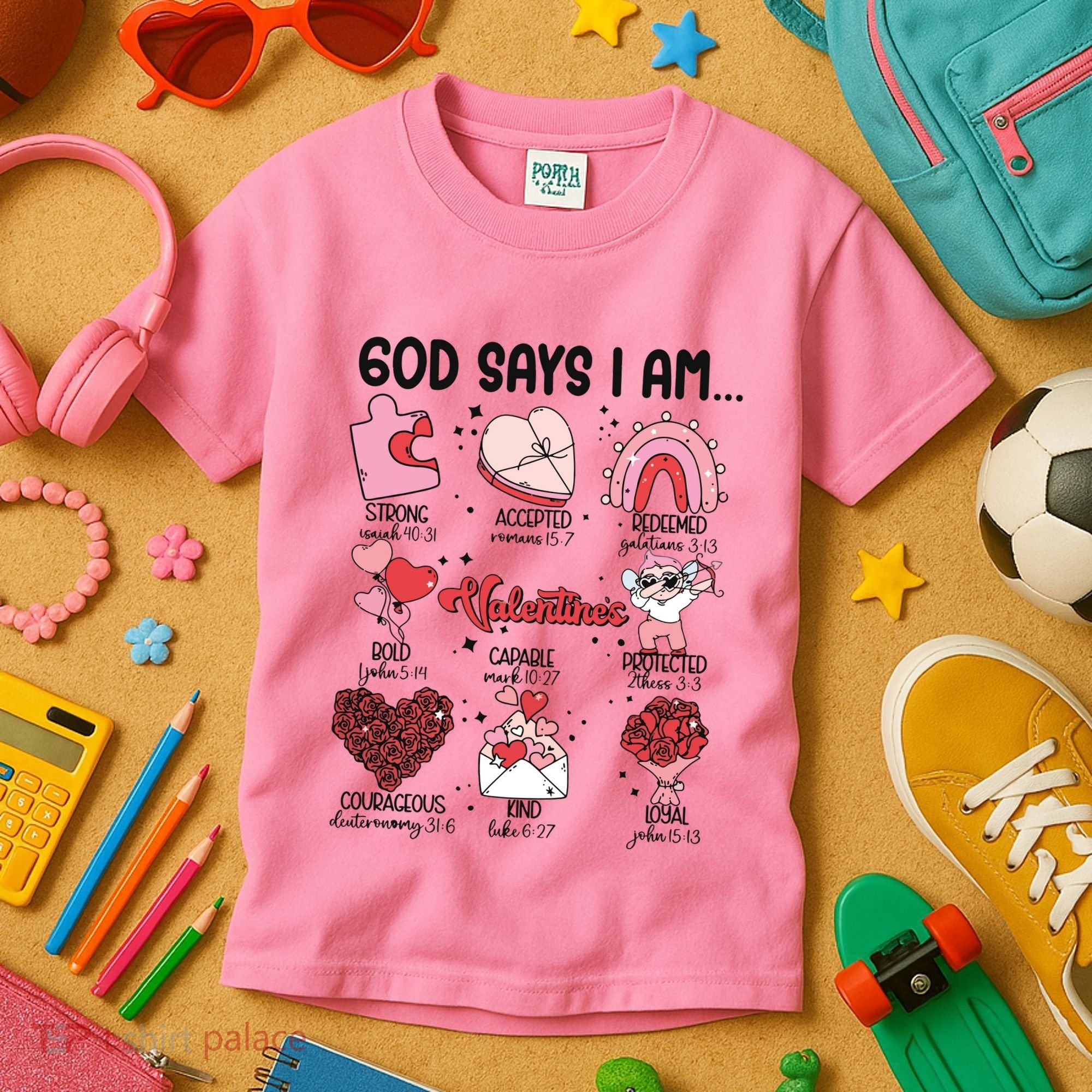 God Says I Am Valentine Funny Jesus Valentines Kids T-Shirt