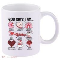 God Says I Am Valentine Funny Jesus Valentines 11oz C Handle Ceramic Mug thumb 0