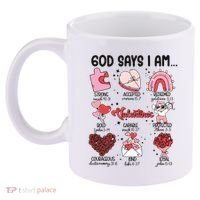 God Says I Am Valentine Funny Jesus Valentines 11oz C Handle Ceramic Mug thumb 2