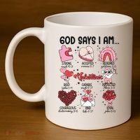 God Says I Am Valentine Funny Jesus Valentines 11oz C Handle Ceramic Mug thumb 4
