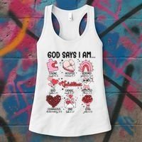 God Says I Am Valentine Funny Jesus Valentines Women's Tank Top thumb 3